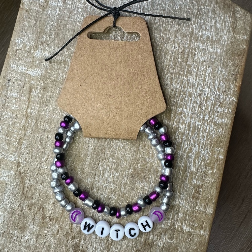 Handmade Beaded Halloween Bracelet set of 2